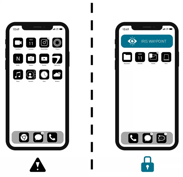 illustration of Two Devices Side By Side. One Personal, One Work